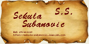 Sekula Subanović vizit kartica